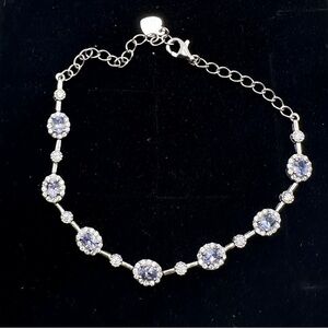 Tanzanite station bracelet sterling silver